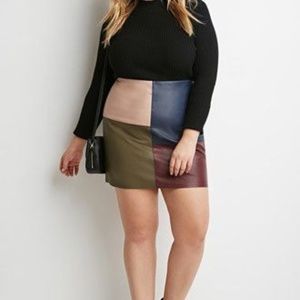 ❤4 FOForever 21 Colorblock Faux Leather Mini Skirt